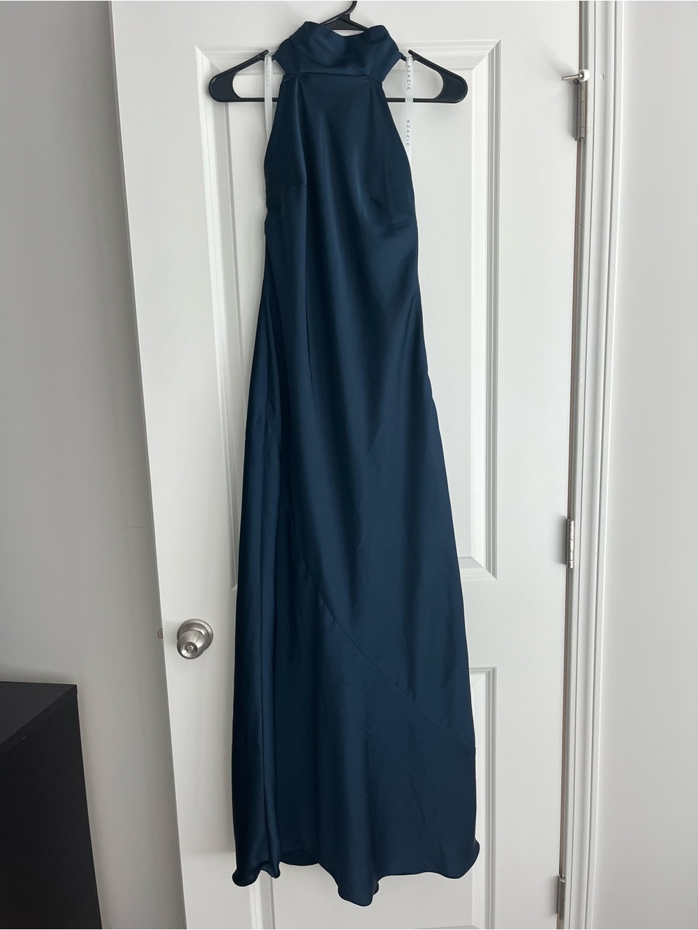 Azazie Navy High-Neck Halter Maxi Dress